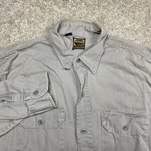 Vintage 50s Washington Dee Cee Sanforized‎ Twill Work Shirt Gray 16 M USA Gusset